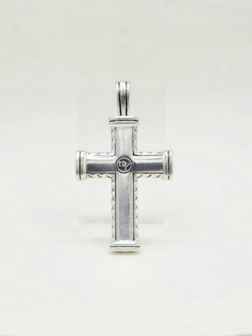 David Yurman Large Chevron Cross Pendant w/ Pavé Black Diamonds - 41.5mm